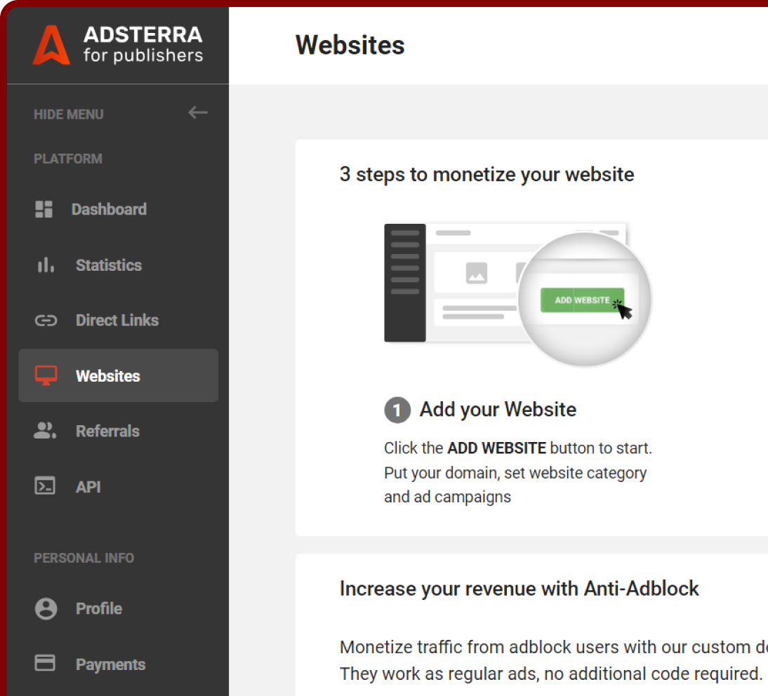 Create campaigns with Adsterra
